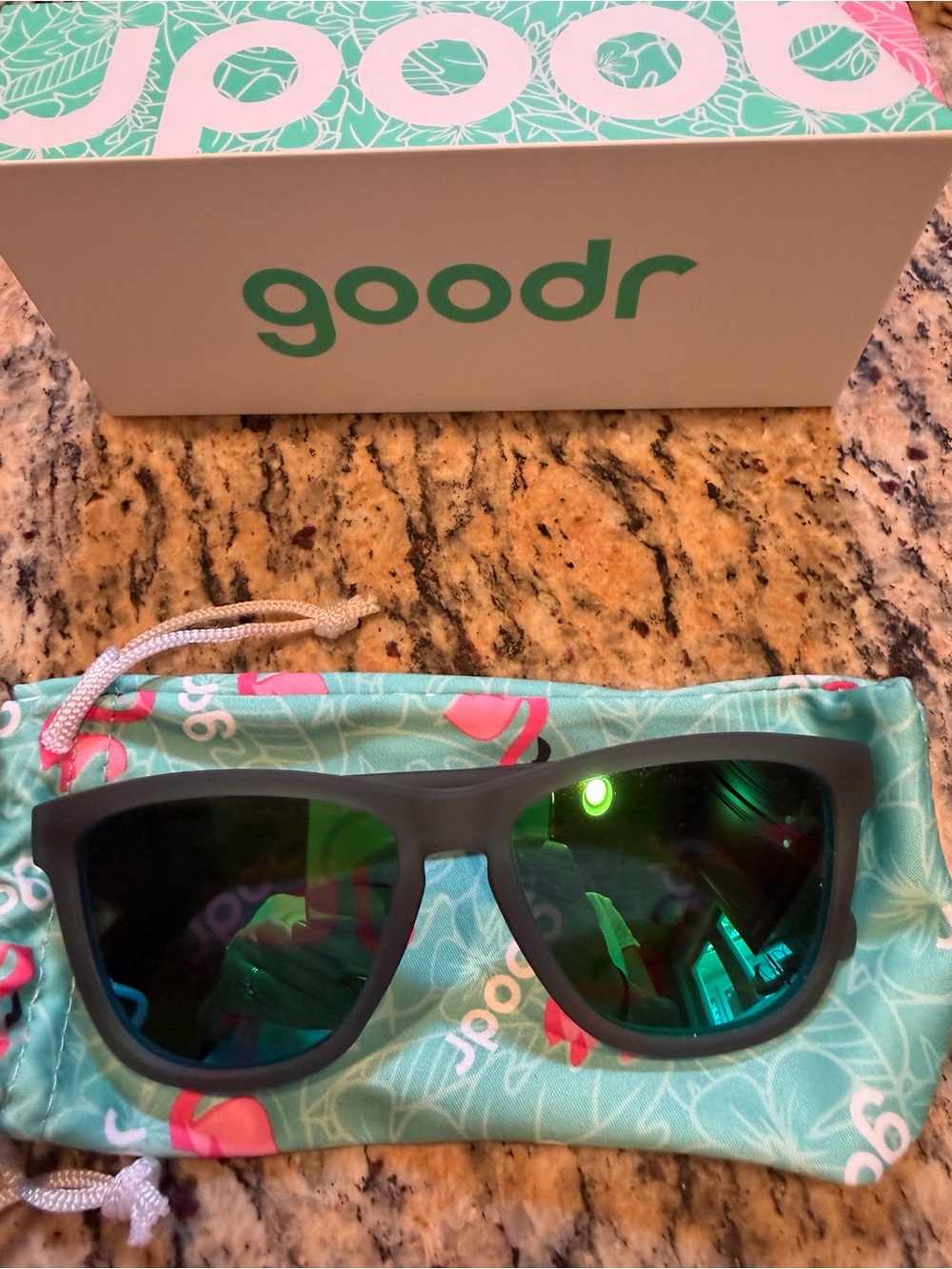 goodr Women’s Matte Teal Sunglasses with Green Mirrored Lenses